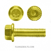 1/4-20X5/8 Hex Serrated Flange Screw Grade 5 Zinc Yellow